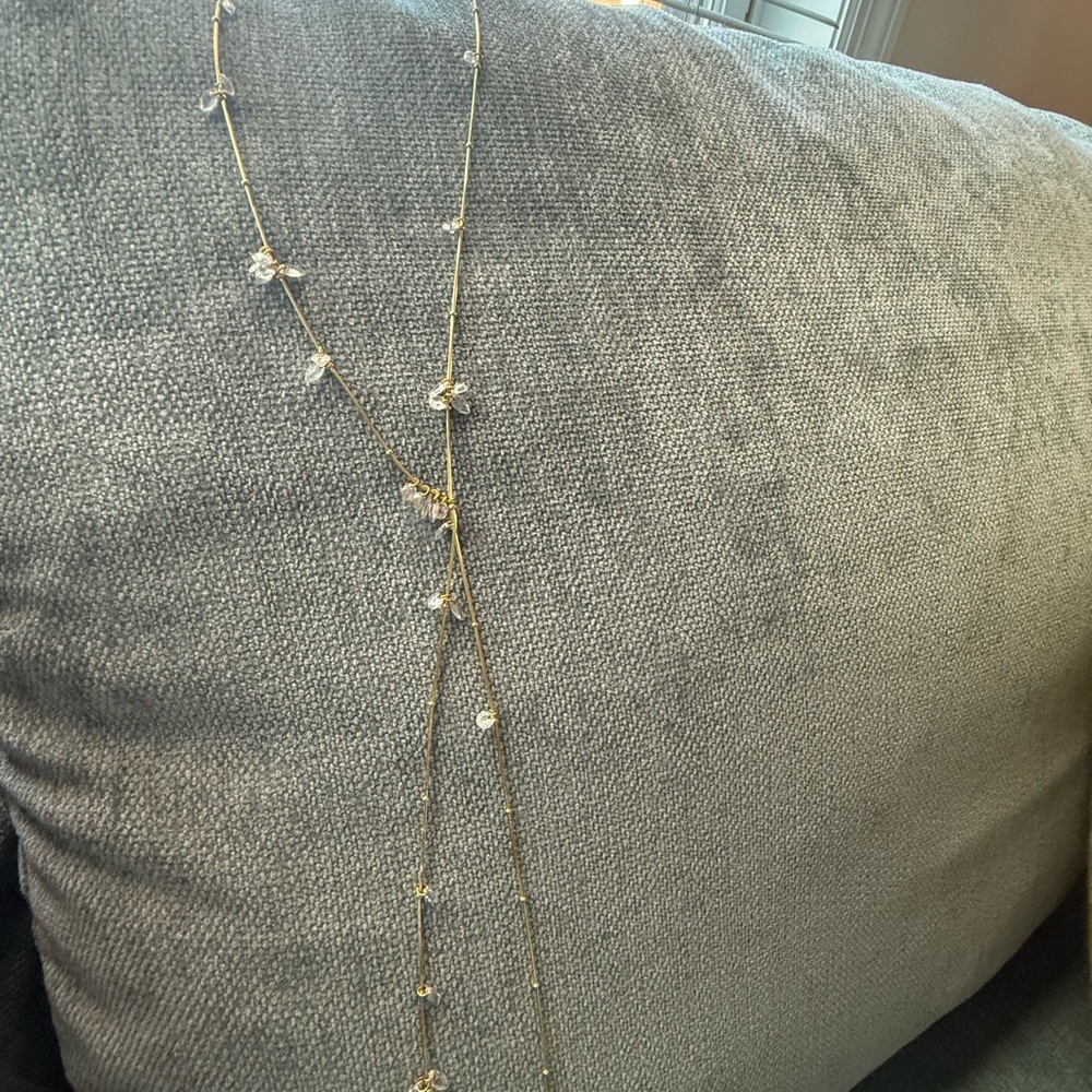 Anthropologie Gold Necklace with Crystal Accents, new with tags